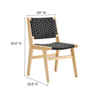 Lot de 2 chaises de salle à manger en corde tressée et bois, chaises de cuisine style bohème rotin naturel