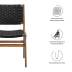 Lot de 2 chaises de salle à manger en corde tressée et bois, chaises de cuisine style bohème rotin naturel