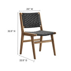 Lot de 2 chaises de salle à manger en corde tressée et bois, chaises de cuisine style bohème rotin naturel