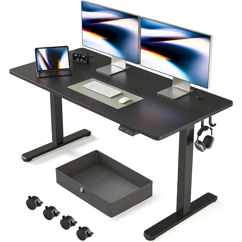 Bureau debout électrique réglable en hauteur avec tiroir, bureau de travail ergonomique assis-debout pour la maison
