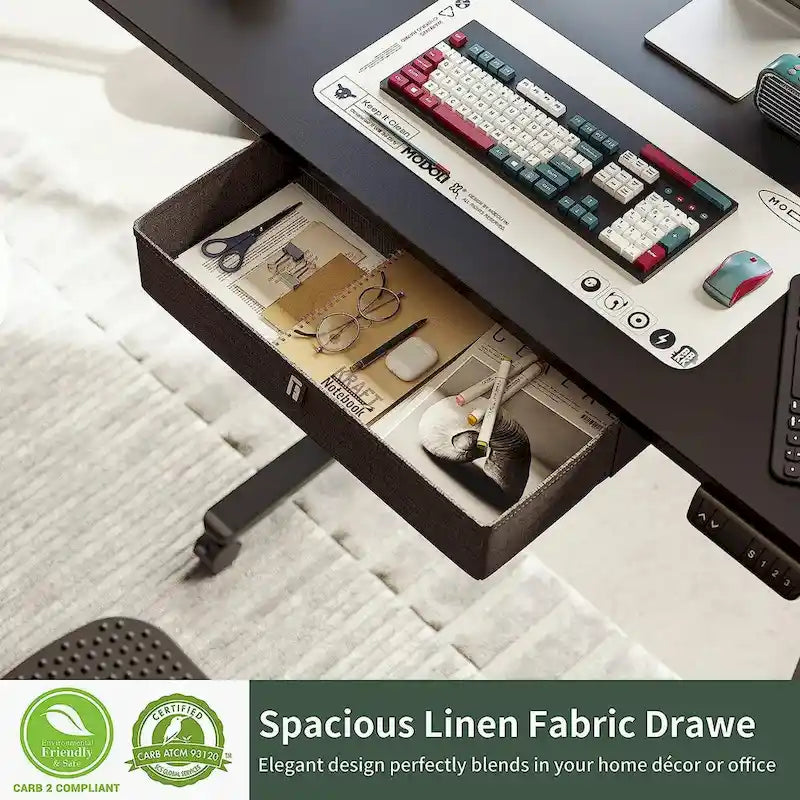 Bureau debout électrique réglable en hauteur avec tiroir, bureau de travail ergonomique assis-debout pour la maison