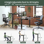 Bureau debout électrique réglable en hauteur avec tiroir, bureau de travail ergonomique assis-debout pour la maison