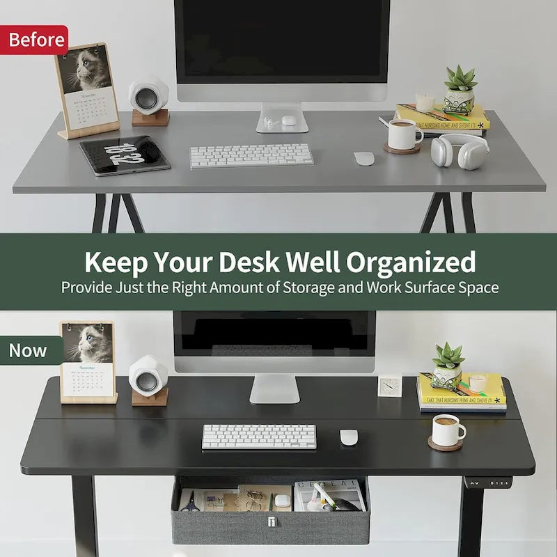 Bureau debout électrique réglable en hauteur avec tiroir, bureau de travail ergonomique assis-debout pour la maison