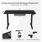 Bureau debout électrique réglable en hauteur avec tiroir, bureau de travail ergonomique assis-debout pour la maison