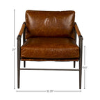Fauteuil d'appoint en cuir marron chocolat, fauteuil d'appoint classique rembourré