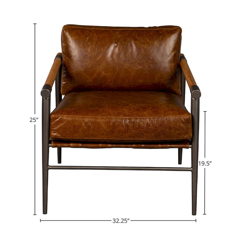 Fauteuil d'appoint en cuir marron chocolat, fauteuil d'appoint classique rembourré