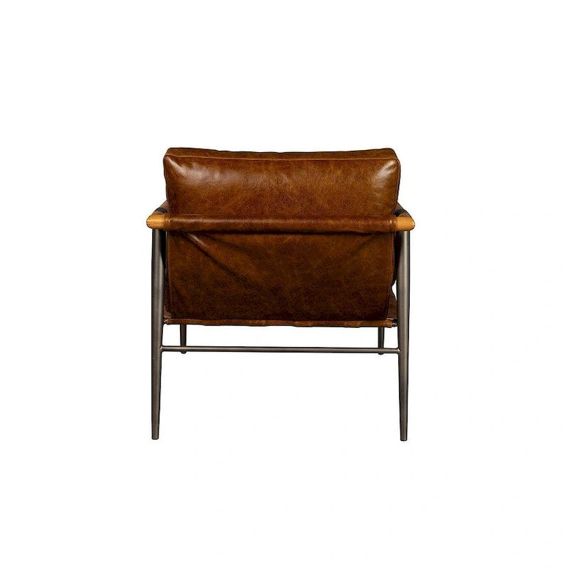 Fauteuil d'appoint en cuir marron chocolat, fauteuil d'appoint classique rembourré