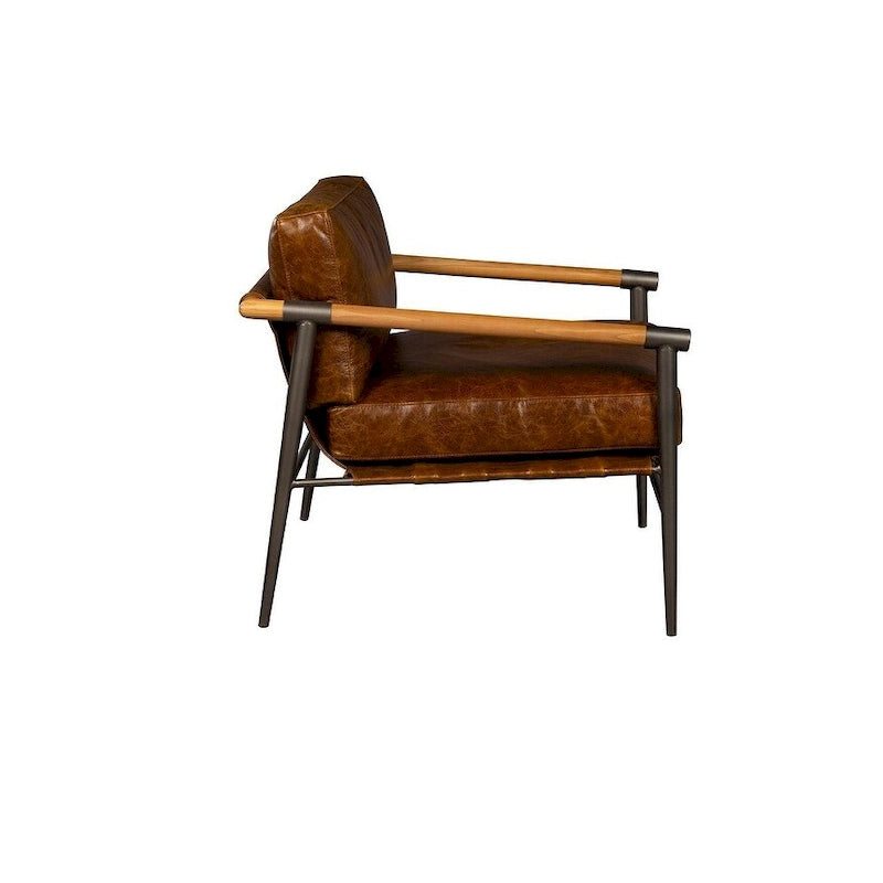 Fauteuil d'appoint en cuir marron chocolat, fauteuil d'appoint classique rembourré
