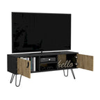 Meuble TV moderne avec étagères ouvertes et rangements, Console multimédia pour téléviseurs jusqu'à 65 po