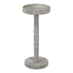 Table d'appoint sur pied avec plateau rond et base tournée, table d'appoint de style rustique