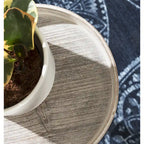 Table d'appoint sur pied avec plateau rond et base tournée, table d'appoint de style rustique
