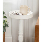Table d'appoint sur pied avec plateau rond et base tournée, table d'appoint de style rustique