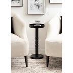Table d'appoint sur pied avec plateau rond et base tournée, table d'appoint de style rustique