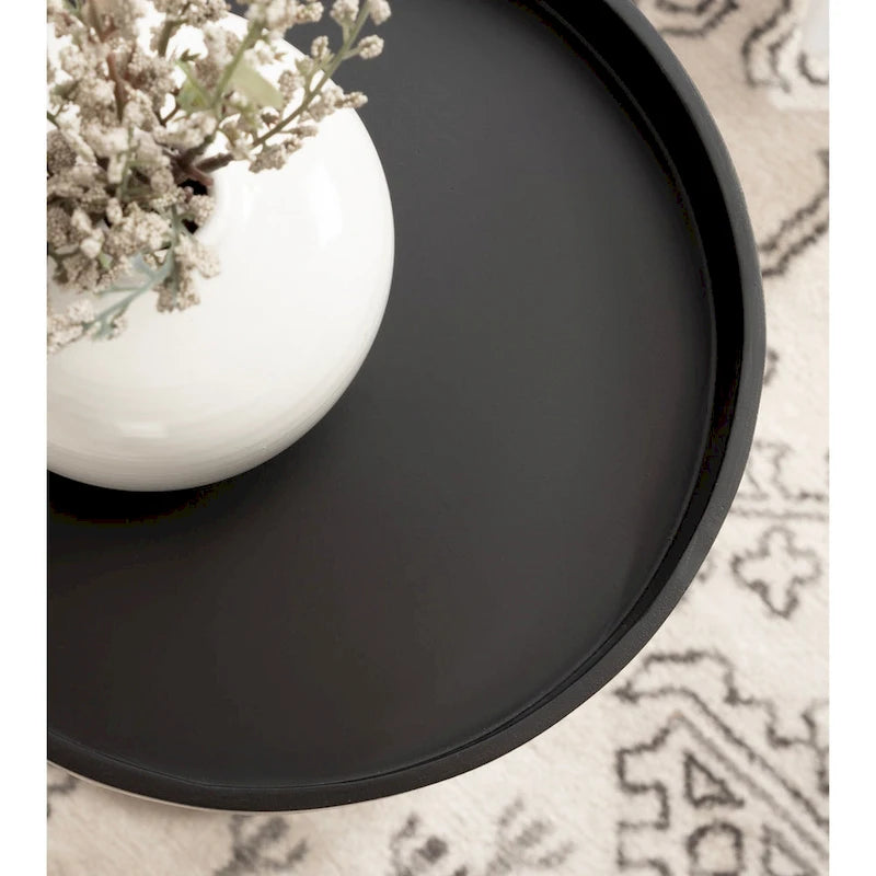 Table d'appoint sur pied avec plateau rond et base tournée, table d'appoint de style rustique