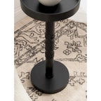 Table d'appoint sur pied avec plateau rond et base tournée, table d'appoint de style rustique