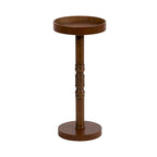 Table d'appoint sur pied avec plateau rond et base tournée, table d'appoint de style rustique