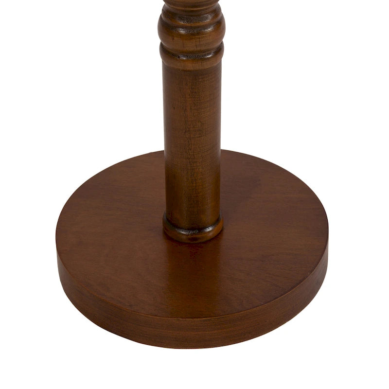 Table d'appoint sur pied avec plateau rond et base tournée, table d'appoint de style rustique