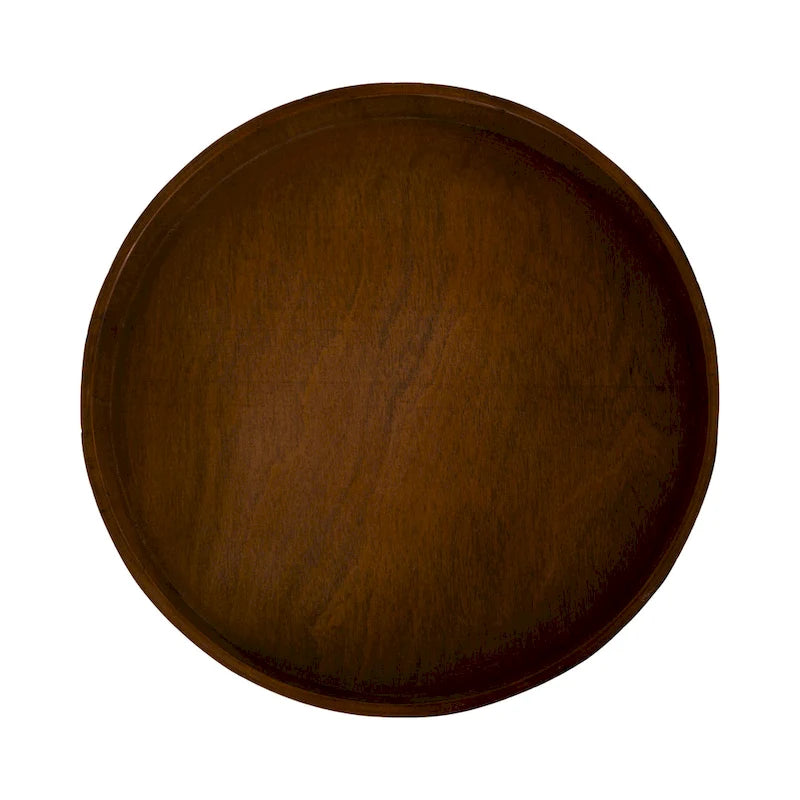 Table d'appoint sur pied avec plateau rond et base tournée, table d'appoint de style rustique