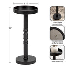 Table d'appoint sur pied avec plateau rond et base tournée, table d'appoint de style rustique