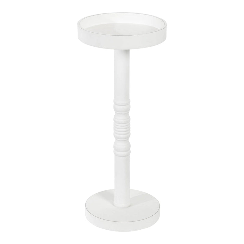 Table d'appoint sur pied avec plateau rond et base tournée, table d'appoint de style rustique