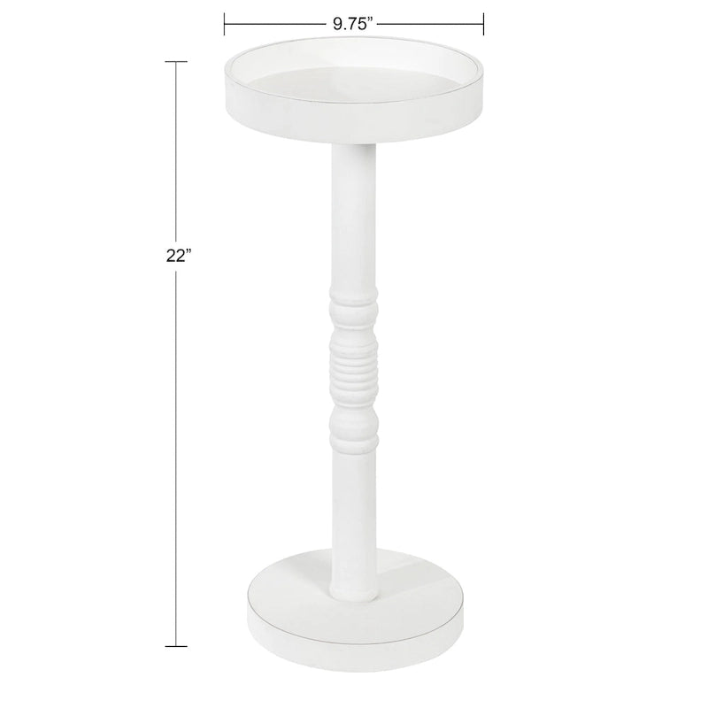 Table d'appoint sur pied avec plateau rond et base tournée, table d'appoint de style rustique