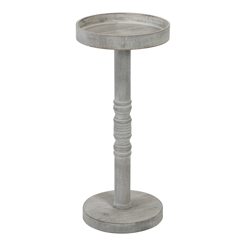 Table d'appoint sur pied avec plateau rond et base tournée, table d'appoint de style rustique