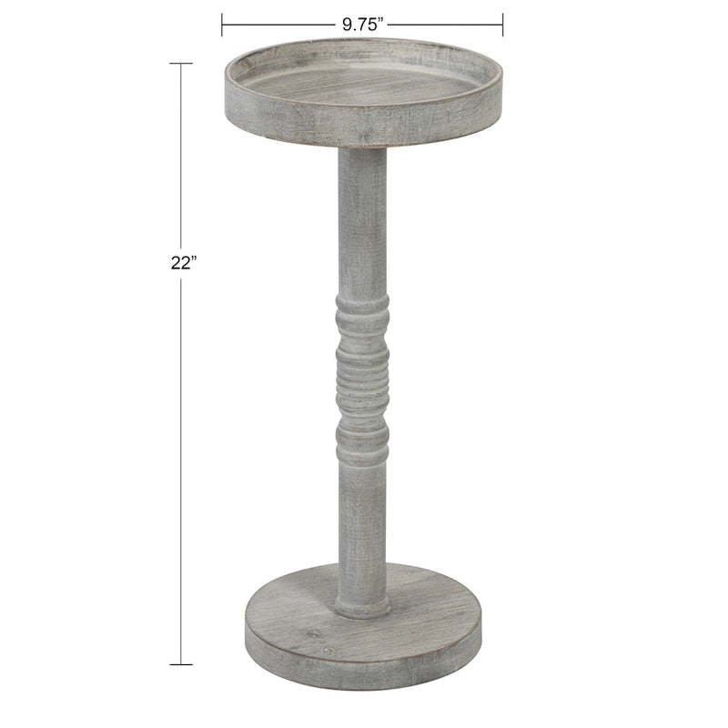 Table d'appoint sur pied avec plateau rond et base tournée, table d'appoint de style rustique