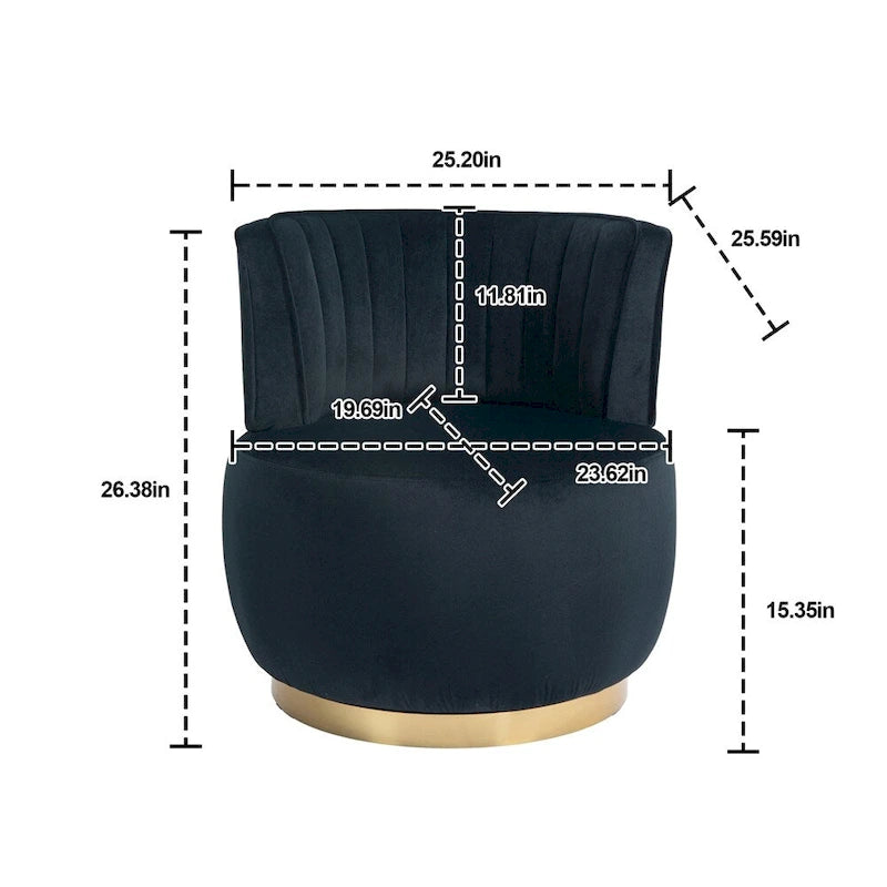 Fauteuils d'appoint pivotants à 360 degrés avec accoudoirs larges et rembourrés