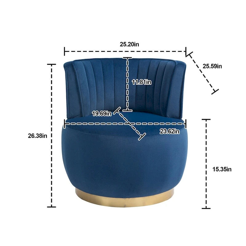 Fauteuils d'appoint pivotants à 360 degrés avec accoudoirs larges et rembourrés