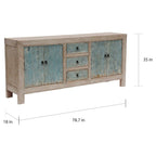 Buffet 3 tiroirs en bois recyclé, Meuble de rangement rustique de style ferme pour salle à manger