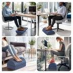 Repose-pieds ergonomique sous le bureau avec 3 hauteurs réglables, en tissu Oxford et mousse