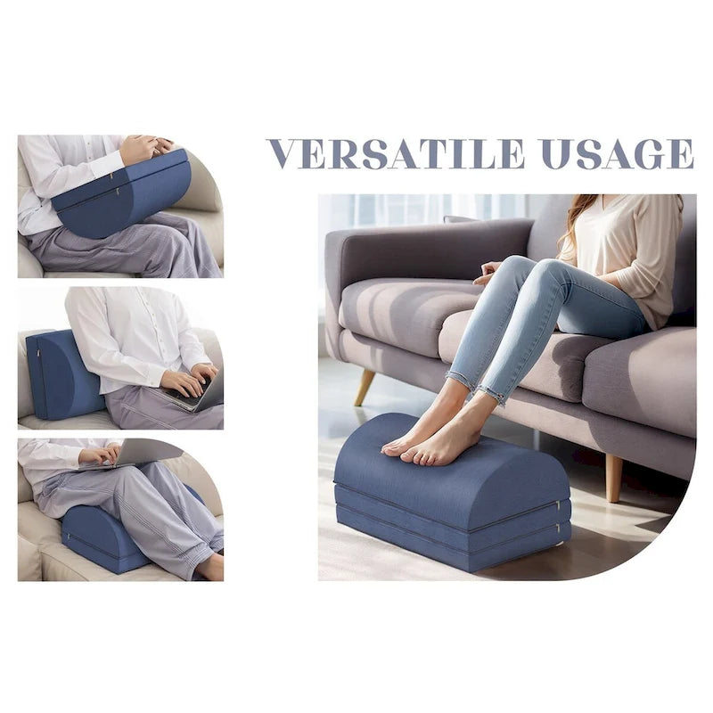 Repose-pieds ergonomique sous le bureau avec 3 hauteurs réglables, en tissu Oxford et mousse