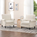 Fauteuil rembourré moderne avec garniture cloutée (lot de 2)