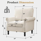 Fauteuil rembourré moderne avec garniture cloutée (lot de 2)