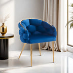 Fauteuil d'appoint de luxe fait à la main avec pieds dorés, fauteuil moderne en velours pour salon et chambre à coucher