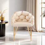 Fauteuil d'appoint de luxe fait à la main avec pieds dorés, fauteuil moderne en velours pour salon et chambre à coucher