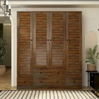 Armoire-penderie autoportante 59 po de large, grand format, blanche