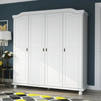 Armoire-penderie Kyle à 4 portes en bois massif 100 % Palace Imports, avec portes en bois massif ou miroir