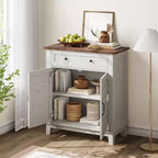 Armoire de rangement rustique 80 cm, avec portes à lattes, 3 niveaux réglables, casier à double porte, pour cuisine, salle à manger et bureau à domicile