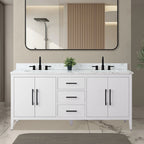 Meuble-lavabo de salle de bain Vanity Art 72 po à double vasque avec dessus en marbre reconstitué