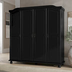 Armoire-penderie Kyle à 4 portes en bois massif 100 % Palace Imports, avec portes en bois massif ou miroir