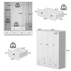 Armoire-penderie autoportante 59 po de large, grand format, blanche