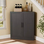 Meuble d'angle Dovelina avec étagères réglables, buffet, meuble à vin, meuble de cuisine et de salle à manger avec portes en bois - 31H x 31L, 36H x 31L