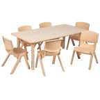 Emma et Oliver, ensemble table d'activités rectangulaire en plastique réglable en hauteur (60 cm x 120 cm) avec 6 chaises