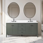 Meuble-lavabo de salle de bain Vanity Art 72 po à double vasque avec dessus en marbre reconstitué