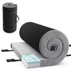 Matelas de camping en mousse à mémoire de forme Costway avec fond antidérapant, sac de voyage pour le couchage en extérieur, gris/bleu