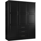 Armoire Palace Imports Cosmo à 3 portes en bois massif à 100 %, avec portes en bois massif ou miroirs