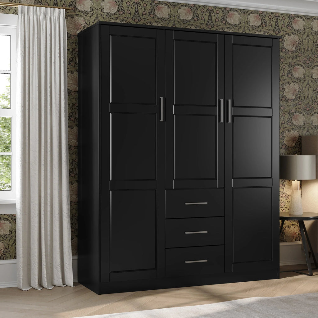 Armoire Palace Imports Cosmo à 3 portes en bois massif à 100 %, avec portes en bois massif ou miroirs