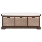 Banc de rangement SAFAVIEH Fiorello avec coussin et 3 tiroirs - 47,3 L x 15 P x 19 H - 47 L x 15 P x 19 H