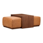 Ottoman Poly & Bark Jarmo avec table en noyer réglable – Cuir pleine fleur véritable italien